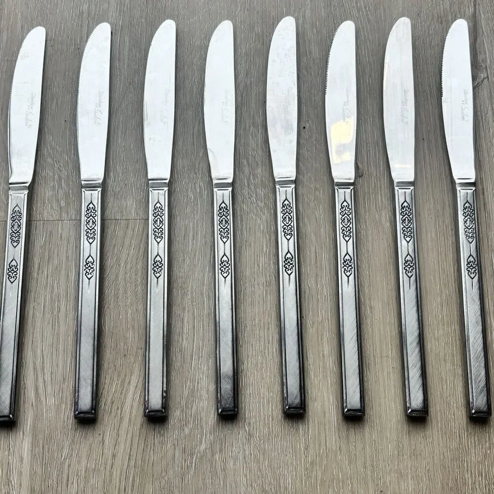 VTG Salem Victoria Scroll Butter Knives Set of 8 Stainless Japan MCM 7